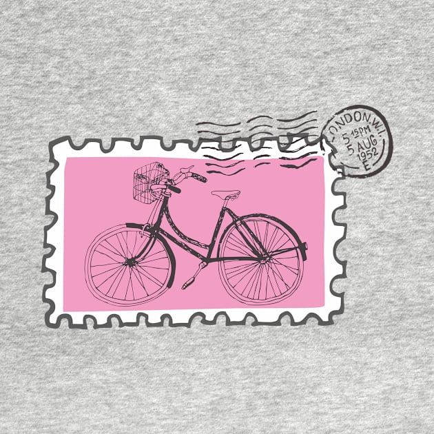 London Stamp with Bicycle by Cotetti